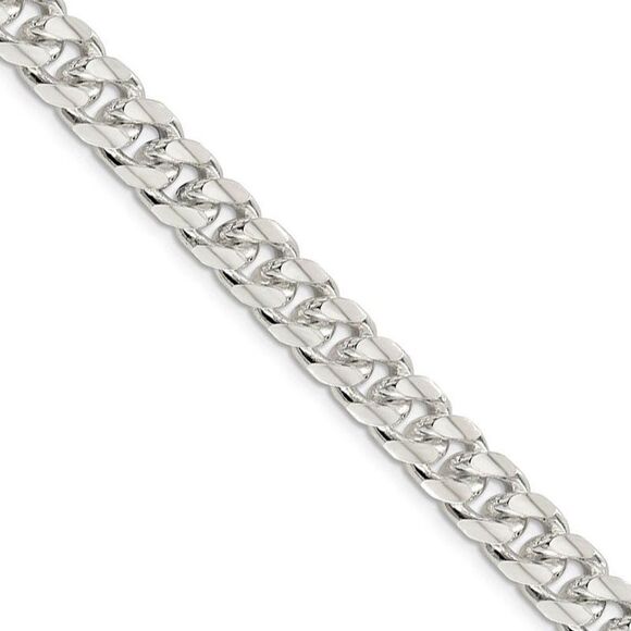 Mens 8.5mm Sterling Silver Solid D/C Domed Curb Chain Necklace 24 In